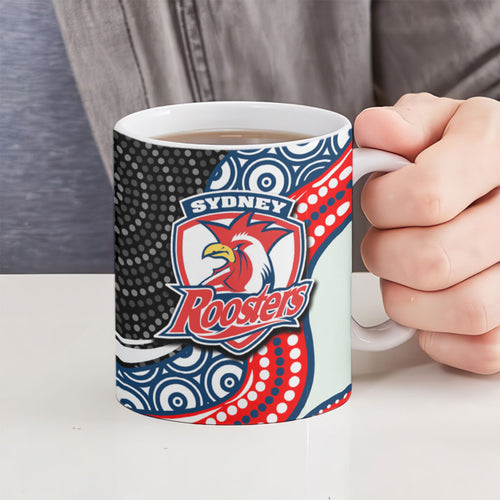 Sydney Roosters Ceramic Mug The Scream of Lightning Eyes - Indigenous Dot Ripping Effect