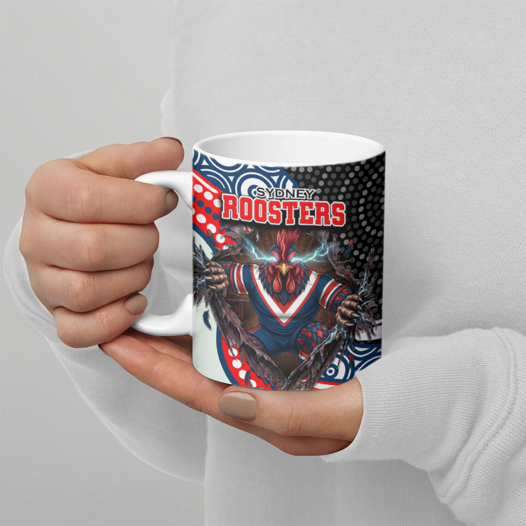Sydney Roosters Ceramic Mug The Scream of Lightning Eyes - Indigenous Dot Ripping Effect