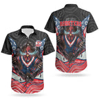 Sydney Roosters Couples Matching Off Shoulder Maxi Dress and Hawaiian Shirt The Scream of Lightning Eyes - Indigenous Dot Ripping Effect