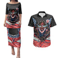 Sydney Roosters Couples Matching Puletasi and Hawaiian Shirt The Scream of Lightning Eyes - Indigenous Dot Ripping Effect