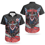Sydney Roosters Couples Matching Puletasi and Hawaiian Shirt The Scream of Lightning Eyes - Indigenous Dot Ripping Effect