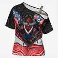 Sydney Roosters Cross Shoulder Shirt The Scream of Lightning Eyes - Indigenous Dot Ripping Effect
