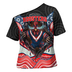 Sydney Roosters Cross Shoulder Shirt The Scream of Lightning Eyes - Indigenous Dot Ripping Effect