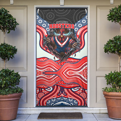 Sydney Roosters Door Cover The Scream of Lightning Eyes - Indigenous Dot Ripping Effect