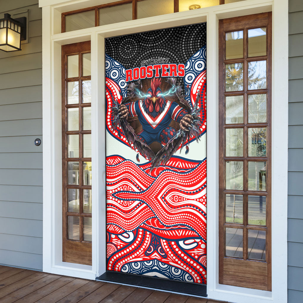 Sydney Roosters Door Cover The Scream of Lightning Eyes - Indigenous Dot Ripping Effect