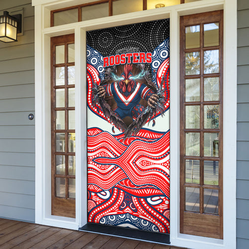 Sydney Roosters Door Cover The Scream of Lightning Eyes - Indigenous Dot Ripping Effect