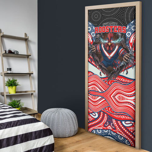 Sydney Roosters Door Cover The Scream of Lightning Eyes - Indigenous Dot Ripping Effect