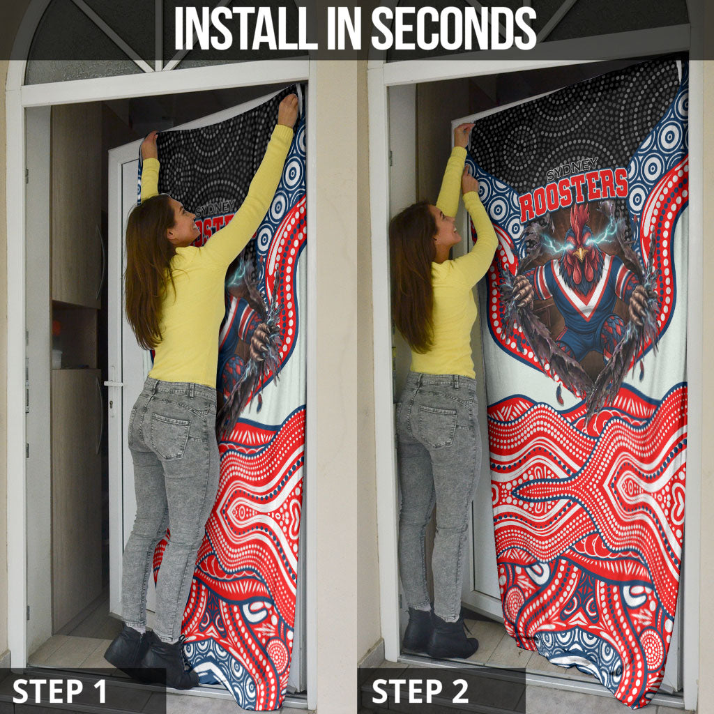 Sydney Roosters Door Cover The Scream of Lightning Eyes - Indigenous Dot Ripping Effect
