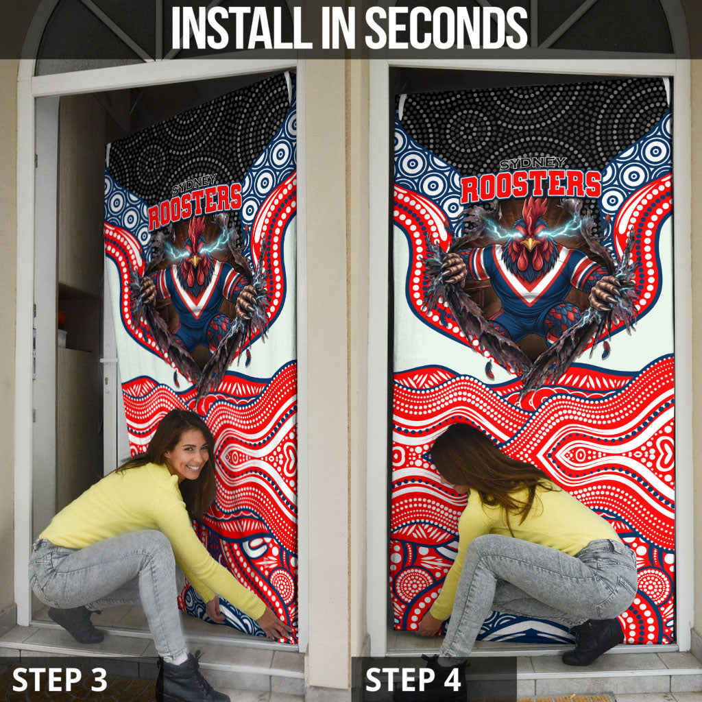 Sydney Roosters Door Cover The Scream of Lightning Eyes - Indigenous Dot Ripping Effect