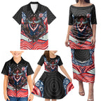 Sydney Roosters Family Matching Puletasi and Hawaiian Shirt The Scream of Lightning Eyes - Indigenous Dot Ripping Effect