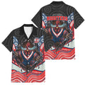 Sydney Roosters Family Matching Summer Maxi Dress and Hawaiian Shirt The Scream of Lightning Eyes - Indigenous Dot Ripping Effect