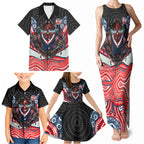 Sydney Roosters Family Matching Tank Maxi Dress and Hawaiian Shirt The Scream of Lightning Eyes - Indigenous Dot Ripping Effect