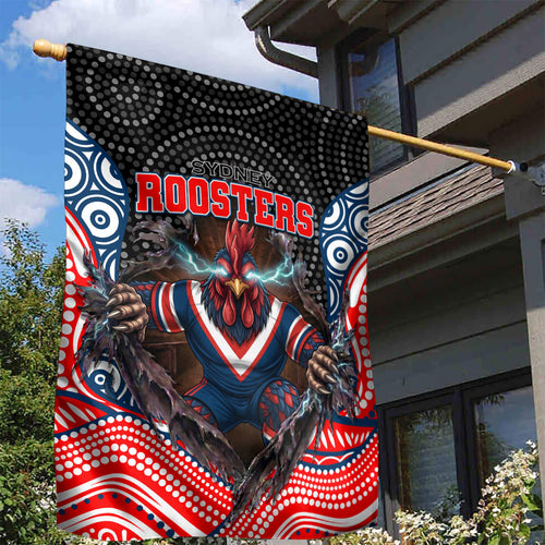 Sydney Roosters Garden Flag The Scream of Lightning Eyes - Indigenous Dot Ripping Effect