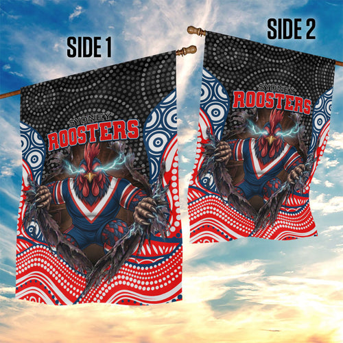 Sydney Roosters Garden Flag The Scream of Lightning Eyes - Indigenous Dot Ripping Effect