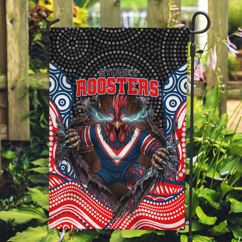 Sydney Roosters Garden Flag The Scream of Lightning Eyes - Indigenous Dot Ripping Effect
