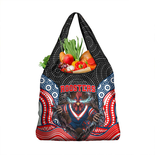 Sydney Roosters Grocery Bag The Scream of Lightning Eyes - Indigenous Dot Ripping Effect