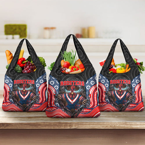 Sydney Roosters Grocery Bag The Scream of Lightning Eyes - Indigenous Dot Ripping Effect