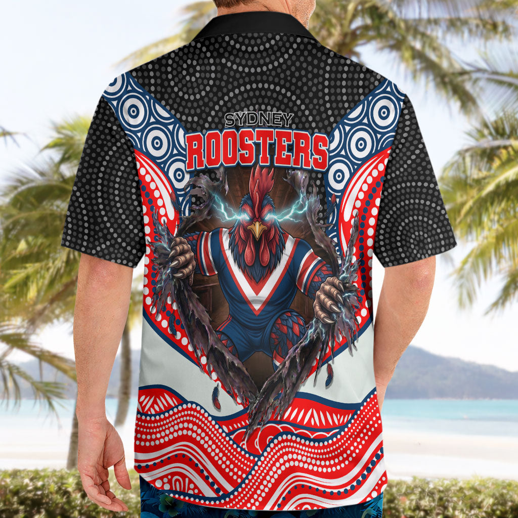 Sydney Roosters Hawaiian Shirt The Scream of Lightning Eyes - Indigenous Dot Ripping Effect