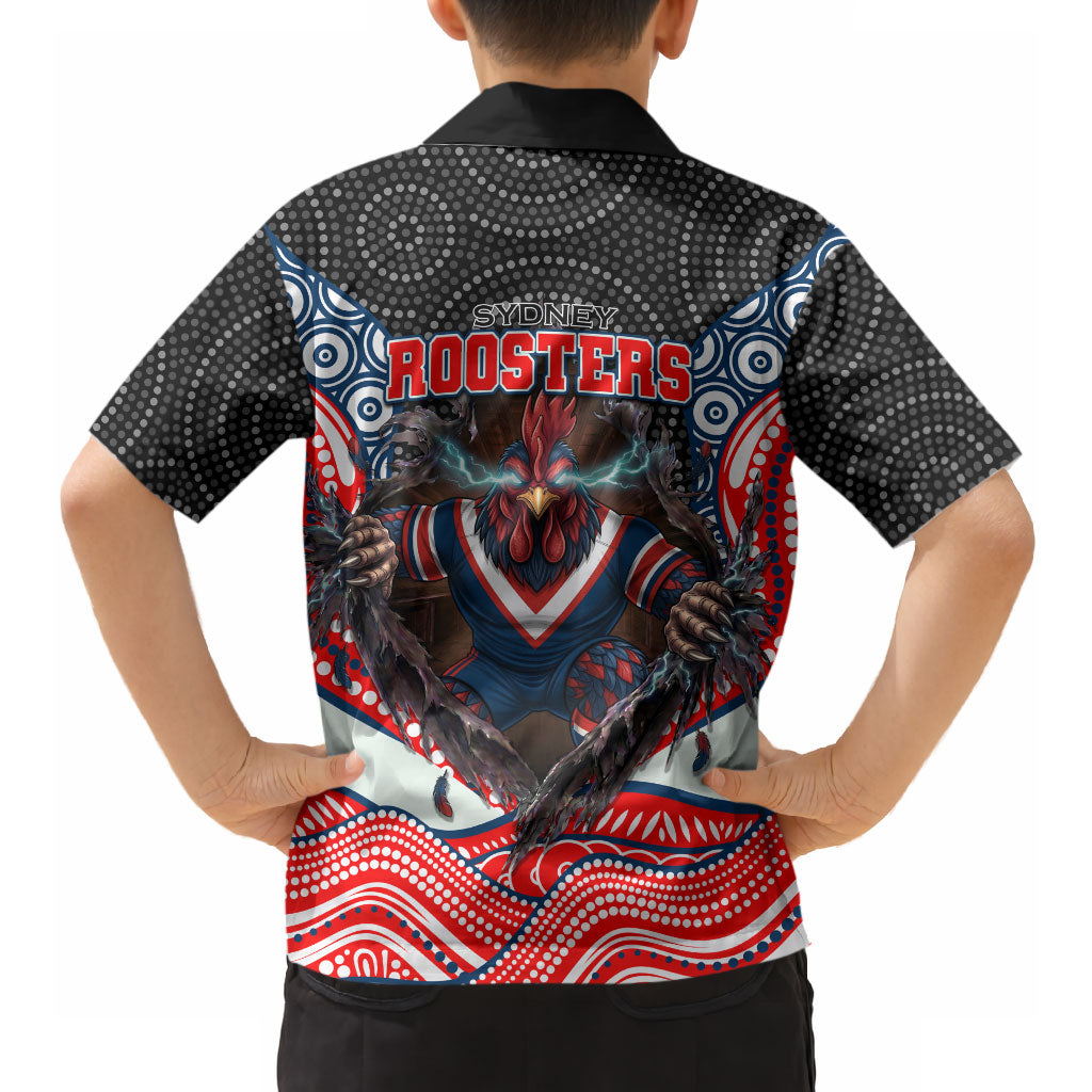 Sydney Roosters Hawaiian Shirt The Scream of Lightning Eyes - Indigenous Dot Ripping Effect
