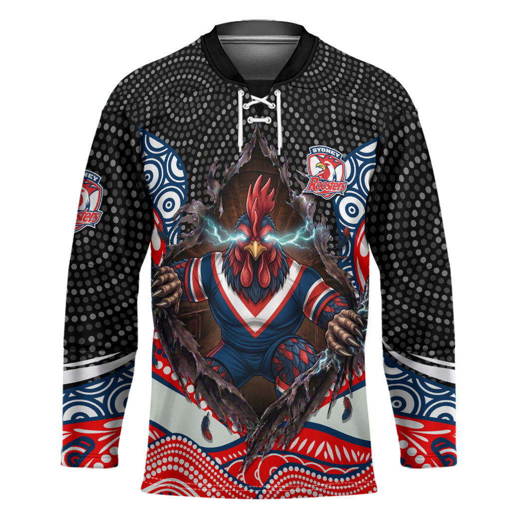Sydney Roosters Hockey Jersey The Scream of Lightning Eyes - Indigenous Dot Ripping Effect