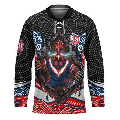 Sydney Roosters Hockey Jersey The Scream of Lightning Eyes - Indigenous Dot Ripping Effect
