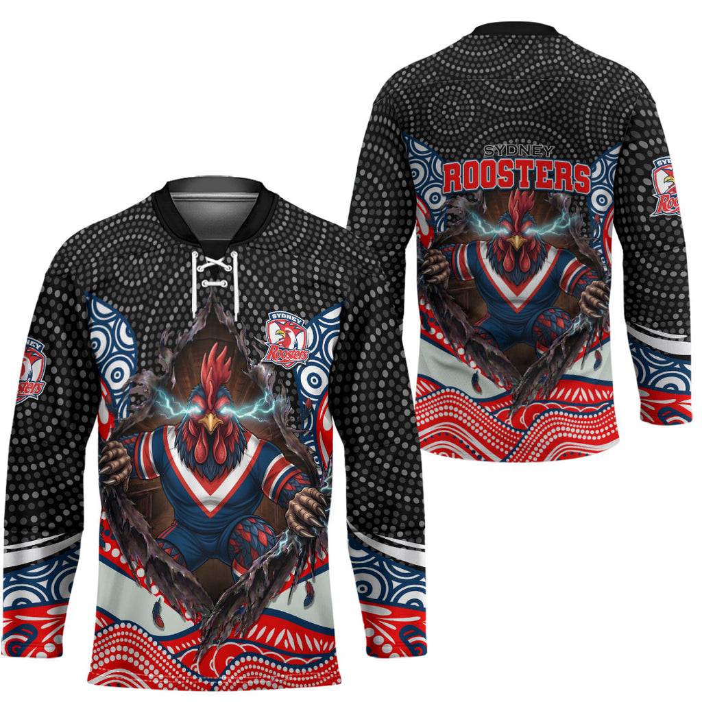 Sydney Roosters Hockey Jersey The Scream of Lightning Eyes - Indigenous Dot Ripping Effect