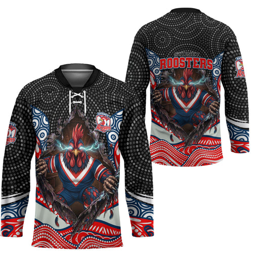 Sydney Roosters Hockey Jersey The Scream of Lightning Eyes - Indigenous Dot Ripping Effect