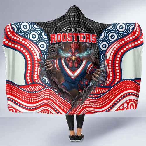 Sydney Roosters Hooded Blanket The Scream of Lightning Eyes - Indigenous Dot Ripping Effect