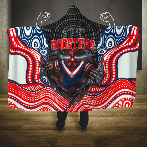 Sydney Roosters Hooded Blanket The Scream of Lightning Eyes - Indigenous Dot Ripping Effect