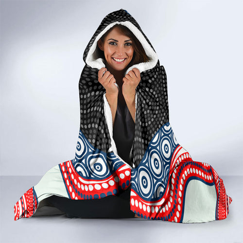 Sydney Roosters Hooded Blanket The Scream of Lightning Eyes - Indigenous Dot Ripping Effect