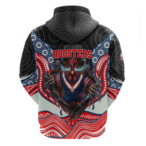 Sydney Roosters Hoodie The Scream of Lightning Eyes - Indigenous Dot Ripping Effect