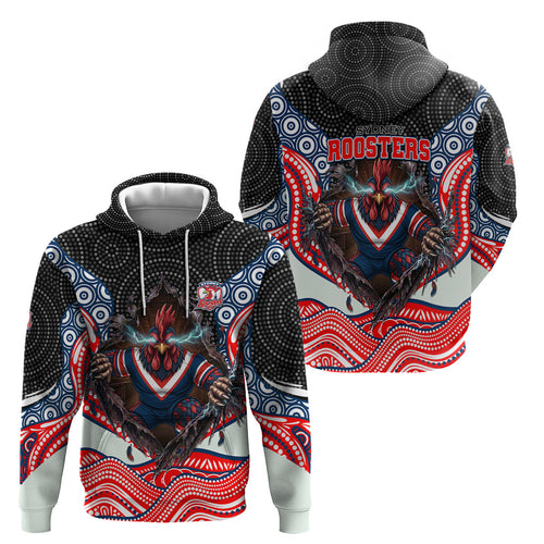 Sydney Roosters Hoodie The Scream of Lightning Eyes - Indigenous Dot Ripping Effect