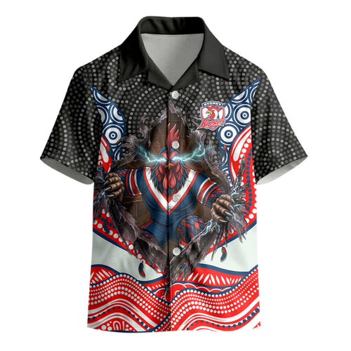 Sydney Roosters Kid Hawaiian Shirt The Scream of Lightning Eyes - Indigenous Dot Ripping Effect