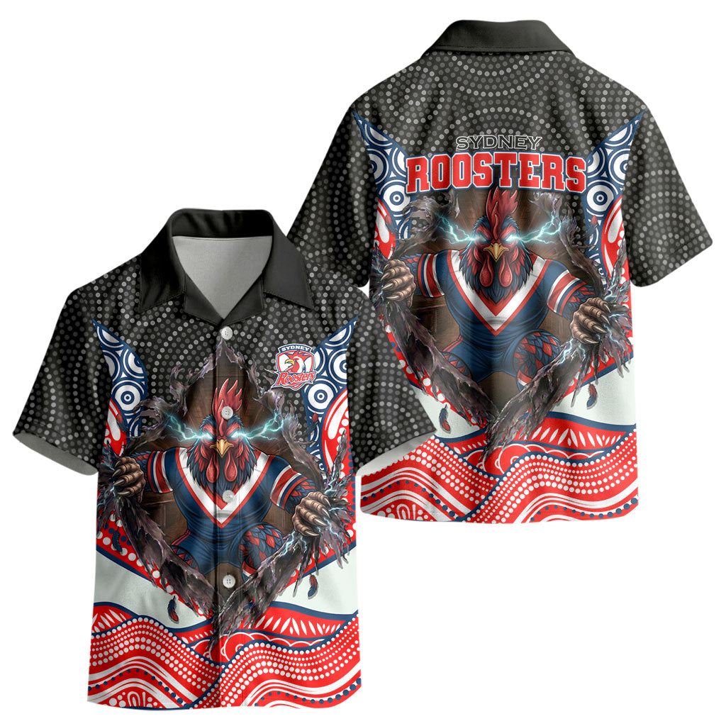 Sydney Roosters Kid Hawaiian Shirt The Scream of Lightning Eyes - Indigenous Dot Ripping Effect