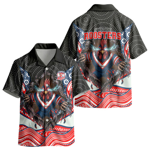 Sydney Roosters Kid Hawaiian Shirt The Scream of Lightning Eyes - Indigenous Dot Ripping Effect
