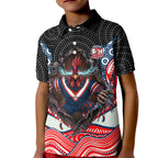 Sydney Roosters Kid Polo Shirt The Scream of Lightning Eyes - Indigenous Dot Ripping Effect