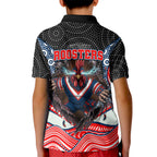 Sydney Roosters Kid Polo Shirt The Scream of Lightning Eyes - Indigenous Dot Ripping Effect