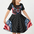 Sydney Roosters Kid Short Sleeve Dress The Scream of Lightning Eyes - Indigenous Dot Ripping Effect