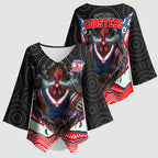 Sydney Roosters Kimono Sleeve Blouse The Scream of Lightning Eyes - Indigenous Dot Ripping Effect