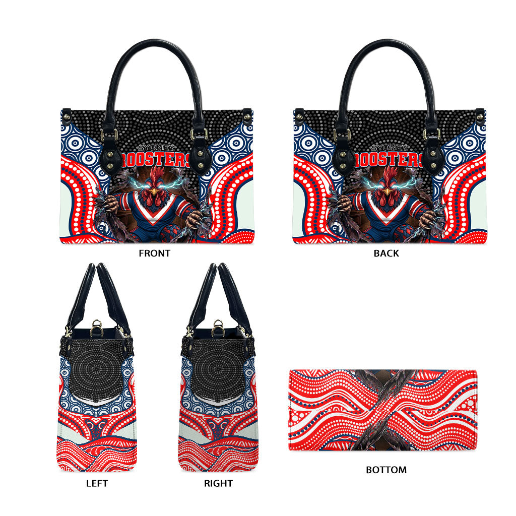 Sydney Roosters Leather Bag The Scream of Lightning Eyes - Indigenous Dot Ripping Effect