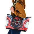 Sydney Roosters Leather Tote Bag The Scream of Lightning Eyes - Indigenous Dot Ripping Effect