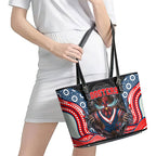 Sydney Roosters Leather Tote Bag The Scream of Lightning Eyes - Indigenous Dot Ripping Effect
