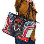 Sydney Roosters Leather Tote Bag The Scream of Lightning Eyes - Indigenous Dot Ripping Effect