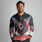 Sydney Roosters Long Sleeve Polo Shirt The Scream of Lightning Eyes - Indigenous Dot Ripping Effect