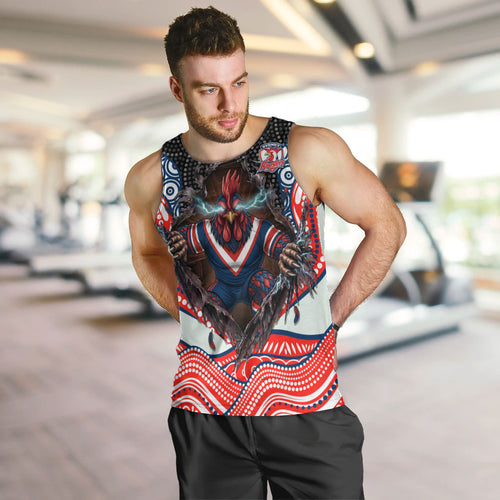 Sydney Roosters Men Tank Top The Scream of Lightning Eyes - Indigenous Dot Ripping Effect