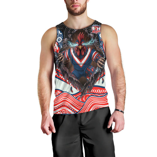 Sydney Roosters Men Tank Top The Scream of Lightning Eyes - Indigenous Dot Ripping Effect