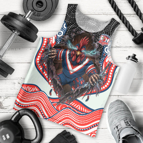 Sydney Roosters Men Tank Top The Scream of Lightning Eyes - Indigenous Dot Ripping Effect
