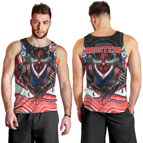 Sydney Roosters Men Tank Top The Scream of Lightning Eyes - Indigenous Dot Ripping Effect