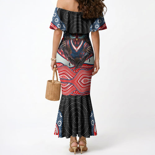 Sydney Roosters Mermaid Dress The Scream of Lightning Eyes - Indigenous Dot Ripping Effect