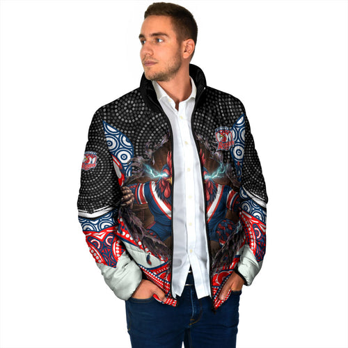 Sydney Roosters Padded Jacket The Scream of Lightning Eyes - Indigenous Dot Ripping Effect